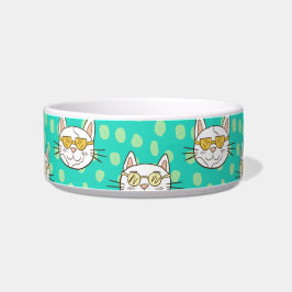 Funny Cartoon Cat Wearing Sun Brillen Napf