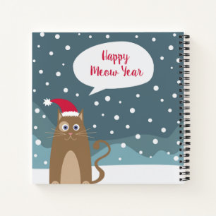 Funny Cartoon Cat Weihnachten Weihnachtsclaus Notizbuch