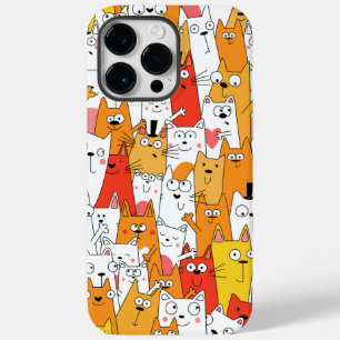 Funny Cartoon Cats Group Doodle Case-Mate iPhone 14 Pro Max Hülle