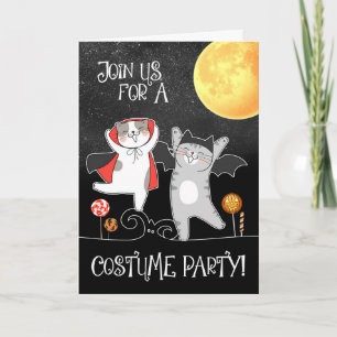Funny Cartoon Cats Halloween-Party Karte