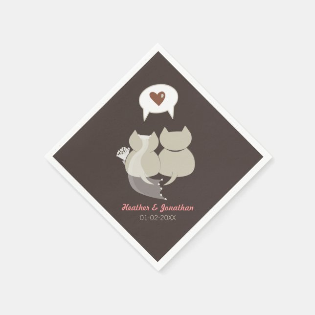 Funny Cartoon Cats Hochzeit Probe Napkins Serviette (Ecke)