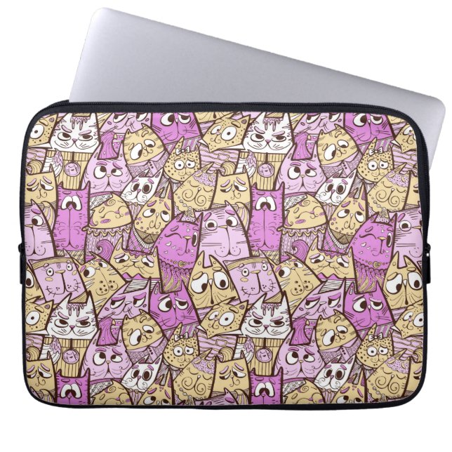 Funny Cartoon Cats Laptopschutzhülle (Vorderseite)