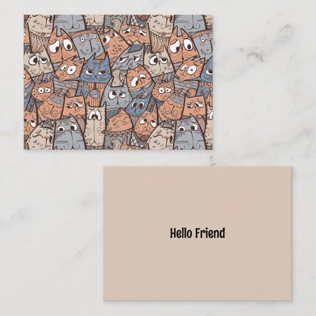 Funny Cartoon Cats Mitteilungskarte (Vorne/Hinten)