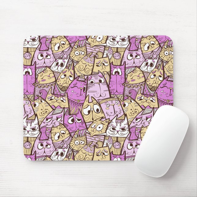 Funny Cartoon Cats Mousepad (Mit Mouse)