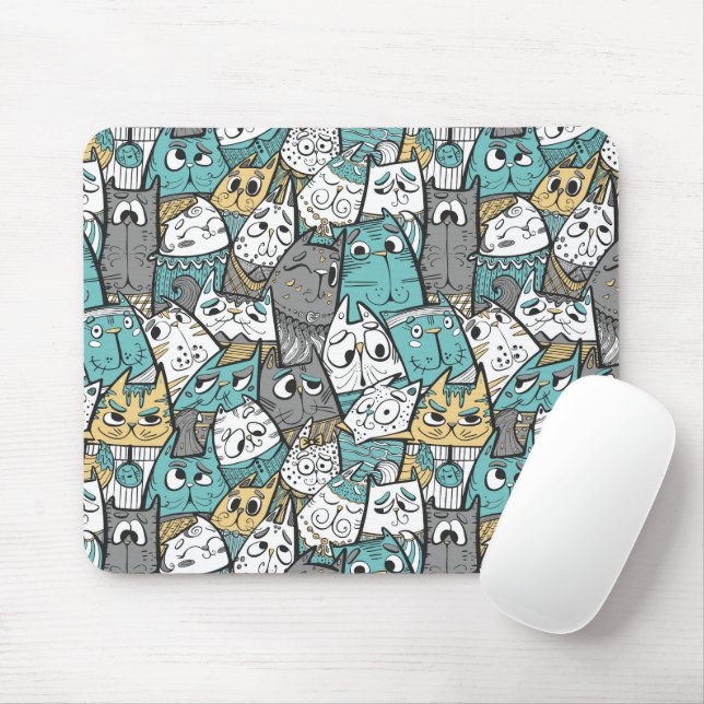 Funny Cartoon Cats Mousepad (Mit Mouse)