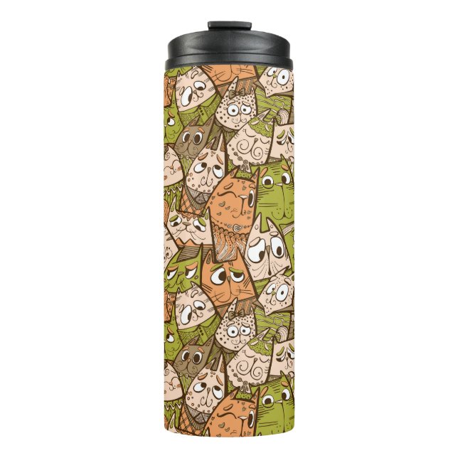 Funny Cartoon Cats Thermosbecher (Vorderseite)