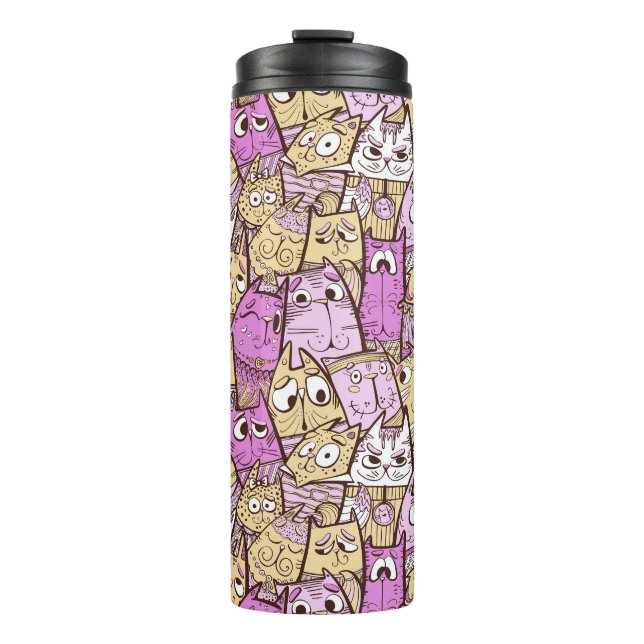 Funny Cartoon Cats Thermosbecher (Vorderseite)