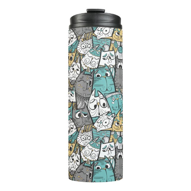 Funny Cartoon Cats Thermosbecher (Vorderseite)