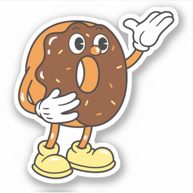 Funny Cartoon Character Donut Aufkleber (Vorderseite)