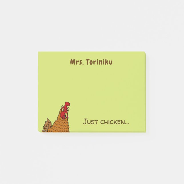 Funny Cartoon Chicken Pun Geschenk für Lehrer Cust Post-it Klebezettel (Vorderseite)