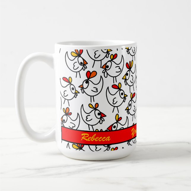Funny Cartoon Chickens Muster Personalisiert Kaffeetasse (Links)