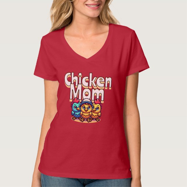 Funny Cartoon Chicks | Mama von Hühnern Personalis T-Shirt (Vorderseite)