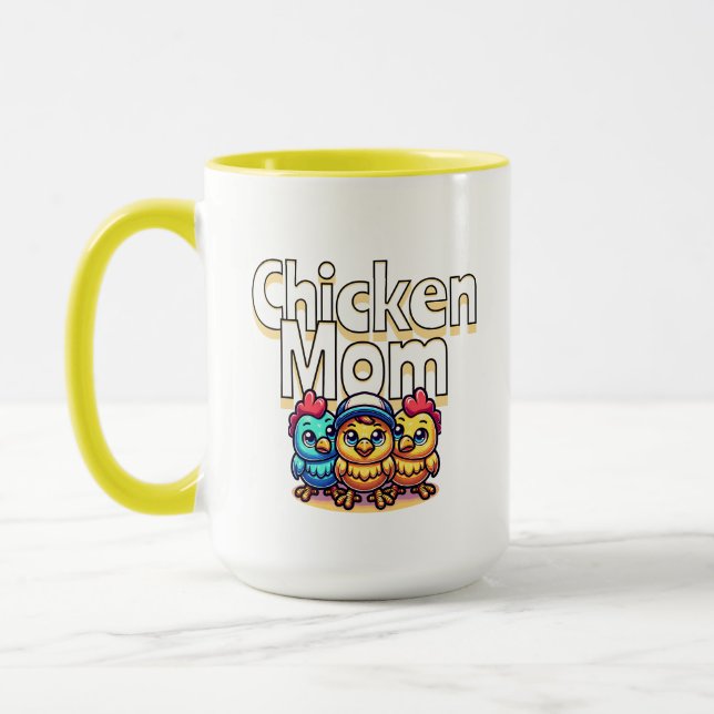 Funny Cartoon Chicks | Mama von Hühnern Tasse (Links)