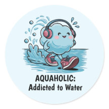 Funny Cartoon Cloud Round Stickers