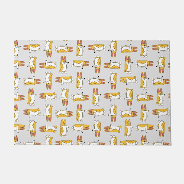 Funny Cartoon Corgi Pattern Fußmatte (Vorderseite)