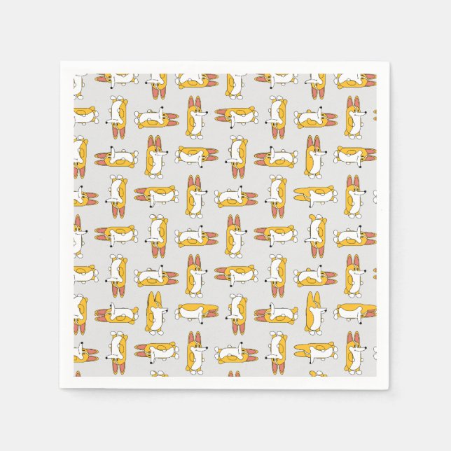 Funny Cartoon Corgi Pattern Serviette (Vorderseite)