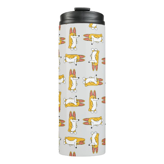 Funny Cartoon Corgi Pattern Thermosbecher (Vorderseite)