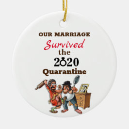 Funny Cartoon Couple Marriage 2020 Quarantine Keramik Ornament