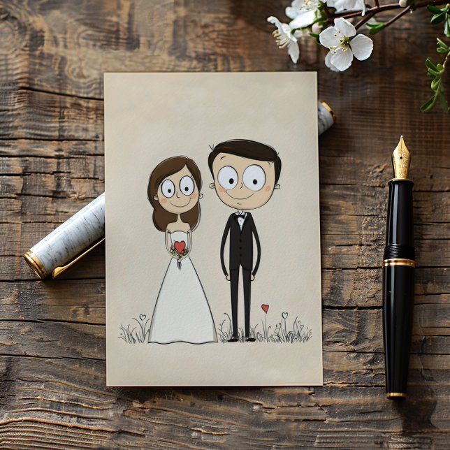 Funny Cartoon Couple Wedding Einladung (Von Creator hochgeladen)
