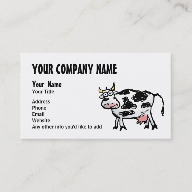 Funny Cartoon Cow Business Cards Visitenkarte (Vorderseite)