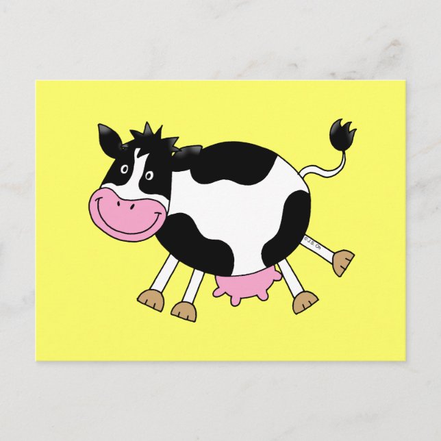 Funny Cartoon Cow Postcard Design Postkarte (Vorderseite)