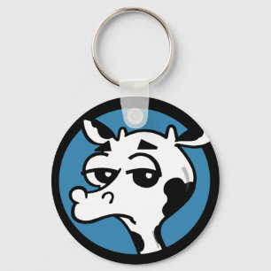 FUNNY CARTOON COW ROUND KEY KETTE SCHLÜSSELANHÄNGER