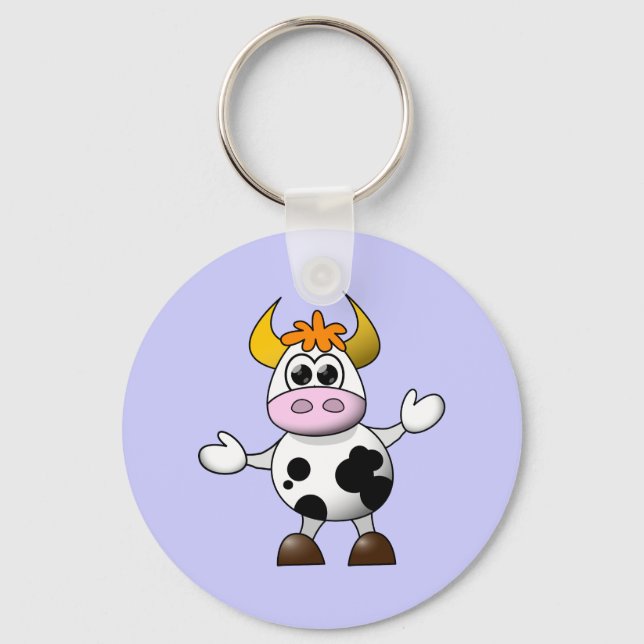 Funny Cartoon Cow Schlüsselanhänger (Vorderseite)