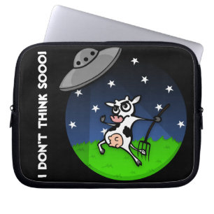FUNNY CARTOON COW UFO ABDUCTION LAPTOP SLEEVE