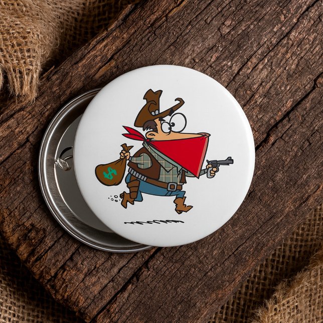 Funny Cartoon Cowboy Bandit Robber Button (Von Creator hochgeladen)
