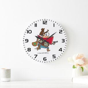 Funny Cartoon Cowboy Bandit Robber Große Wanduhr