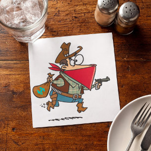 Funny Cartoon Cowboy Bandit Robber Serviette