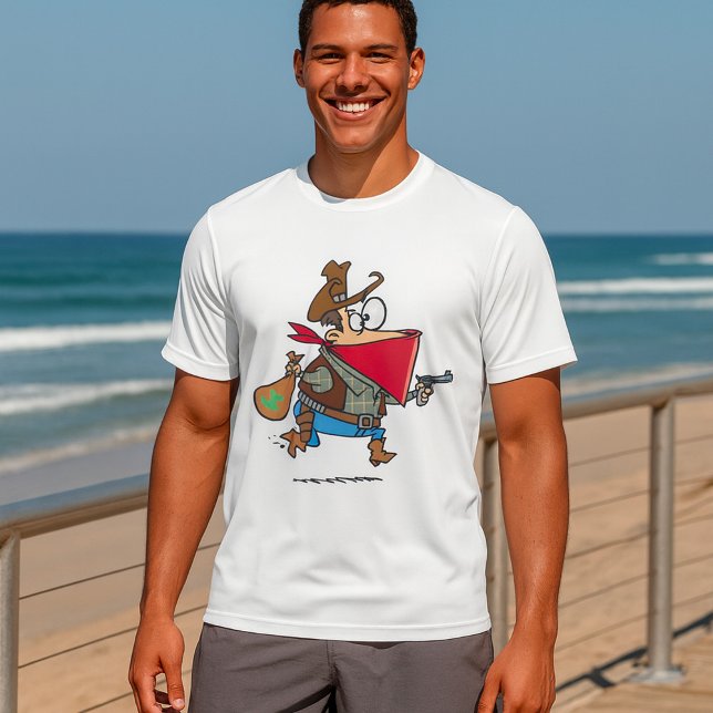Funny Cartoon Cowboy Bandit Robber T-Shirt (Von Creator hochgeladen)