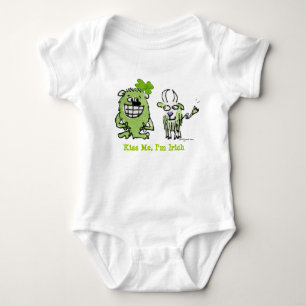 Funny Cartoon Creatures St Paddys Day Baby Strampler