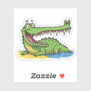 Funny Cartoon Crocodile mit großem Lächeln Aufkleber
