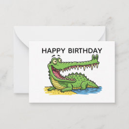 Funny Cartoon Crocodile mit großem Lächeln Geburts Mitteilungskarte