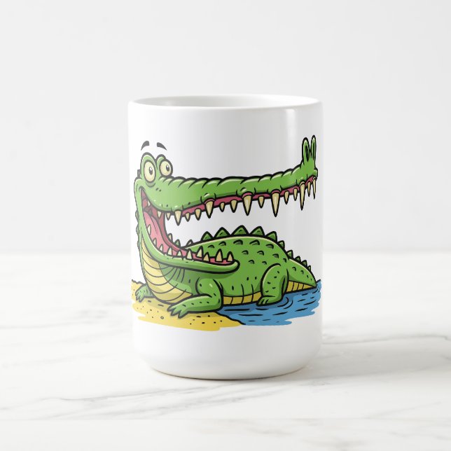 Funny Cartoon Crocodile mit großem Lächeln Kaffeetasse (Mittel)