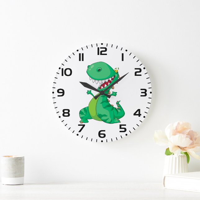 Funny Cartoon Dinosaur Roaring T-Rex Große Wanduhr (Von Creator hochgeladen)