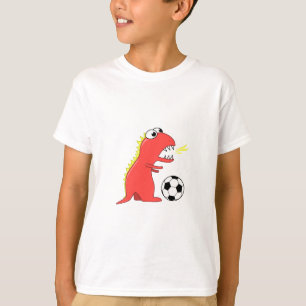 Funny Cartoon Dinosaur Soccer Kinder Langschläfer T-Shirt