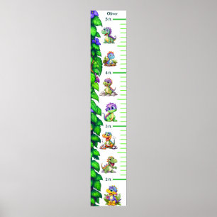 Funny Cartoon Dinosaurier Growth Chart Poster
