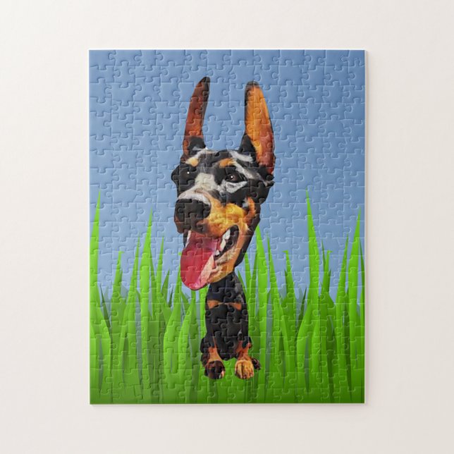 Funny Cartoon Doberman Pinscher 252 PC Puzzle (Vertikal)