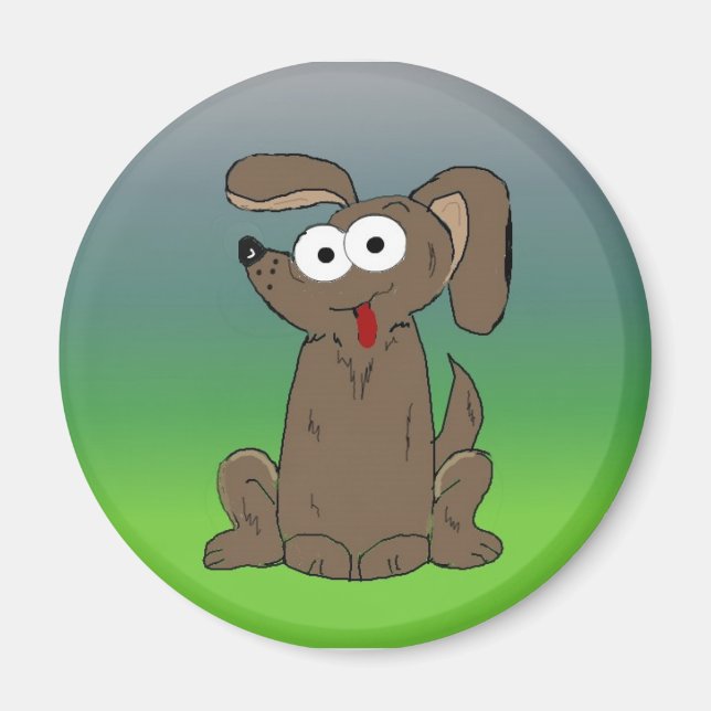 Funny Cartoon Dog Bulging Eyes Magnet (Vorne)