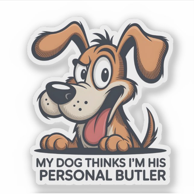 Funny Cartoon Dog Butler Quote Aufkleber (Vorderseite)