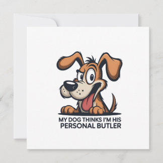 Funny Cartoon Dog Butler Quote Feiertagskarte