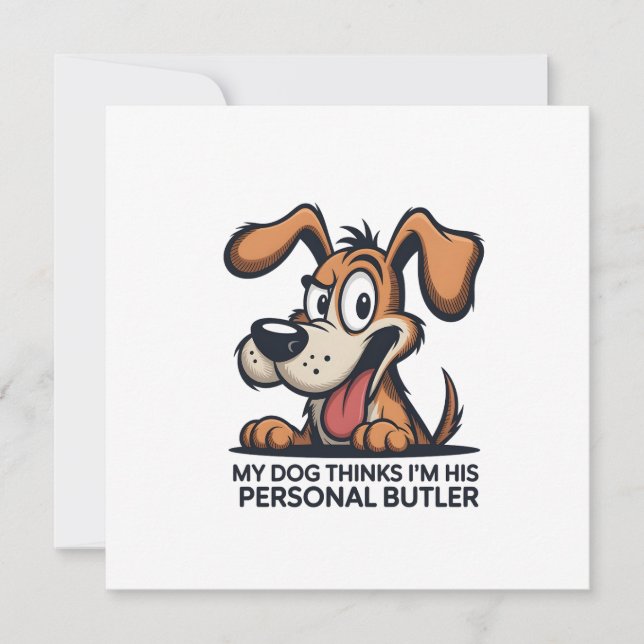 Funny Cartoon Dog Butler Quote Feiertagskarte (Vorderseite)