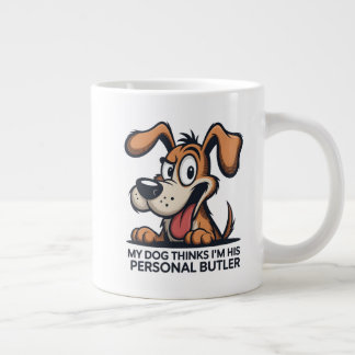 Funny Cartoon Dog Butler Quote Jumbo-Tasse