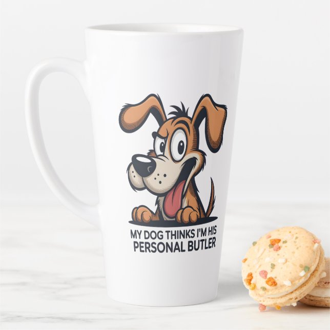Funny Cartoon Dog Butler Quote Milchtasse (Beispiel)