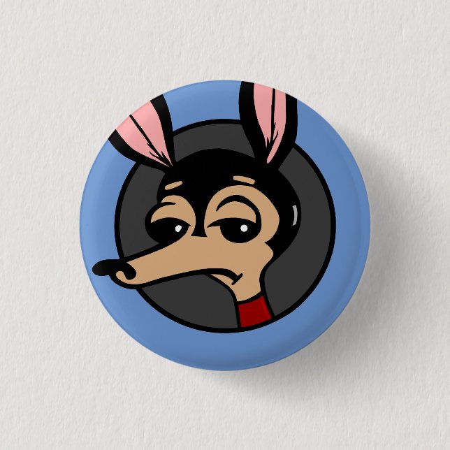 FUNNY CARTOON DOG GRAPHIC ROUND BUTTON (Vorderseite)