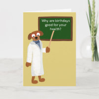 Funny Cartoon Dog in Lab Coat Birthday