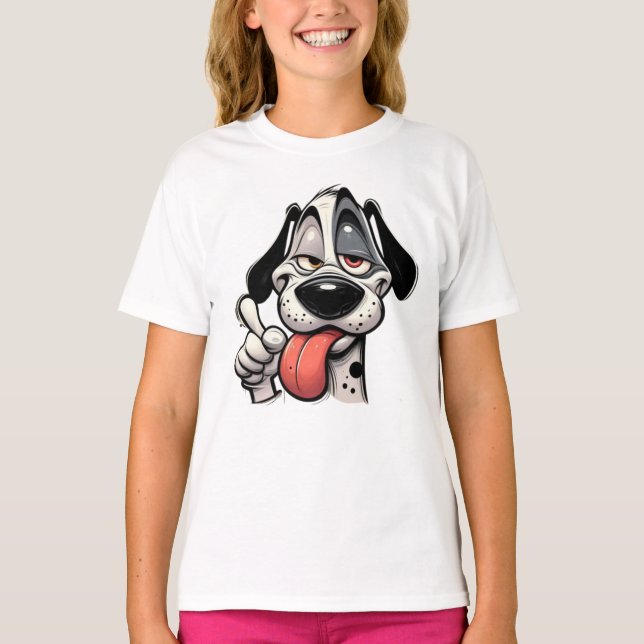 funny cartoon dog with its tongue hanging out T-Shirt (Vorderseite)