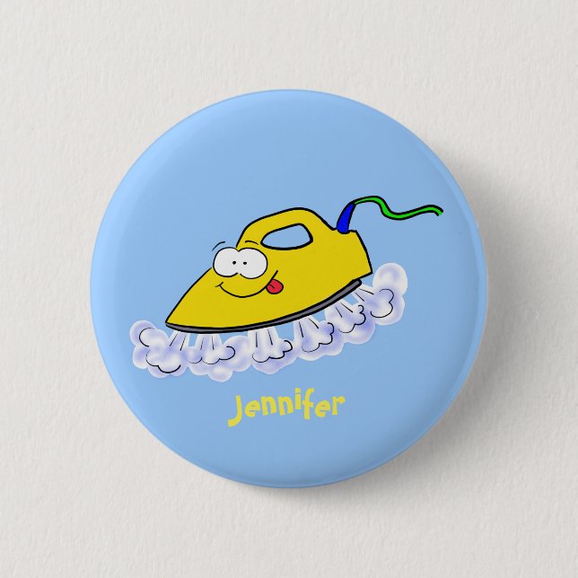 Funny Cartoon Eisen Wäsche Illustration Button (Vorderseite)